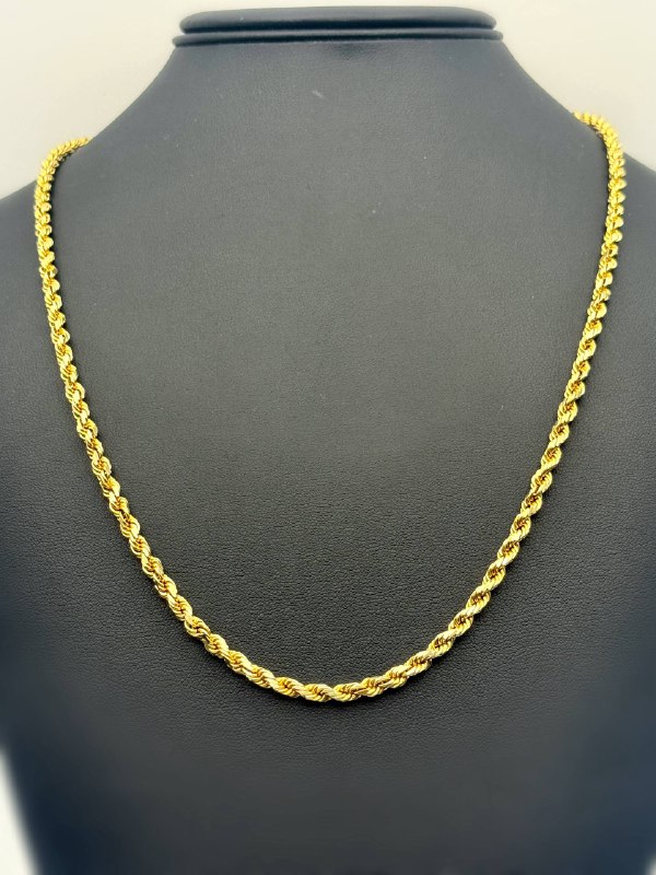 10k solid yellow gold rope chain necklace 22.5” 3.5mm 26.4 grams