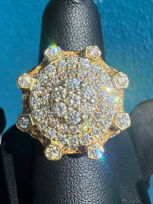 10k solid yellow gold 5CTW Natural Diamond Crown King iced out men’s ring sz 7.75
