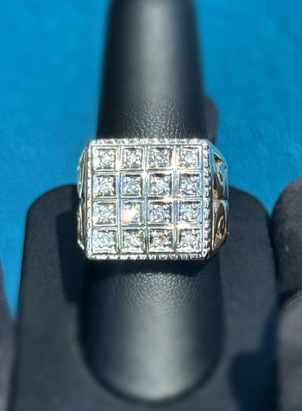 18k solid rose gold 0.55CTW Natural Diamond square pattern fashion ring sz 9.5