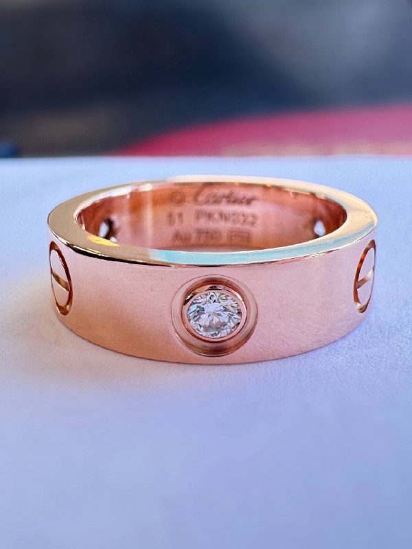 Cartier LOVE RING 3 DIAMONDS classic model 0.22CTW 18k rose gold size 51 full set