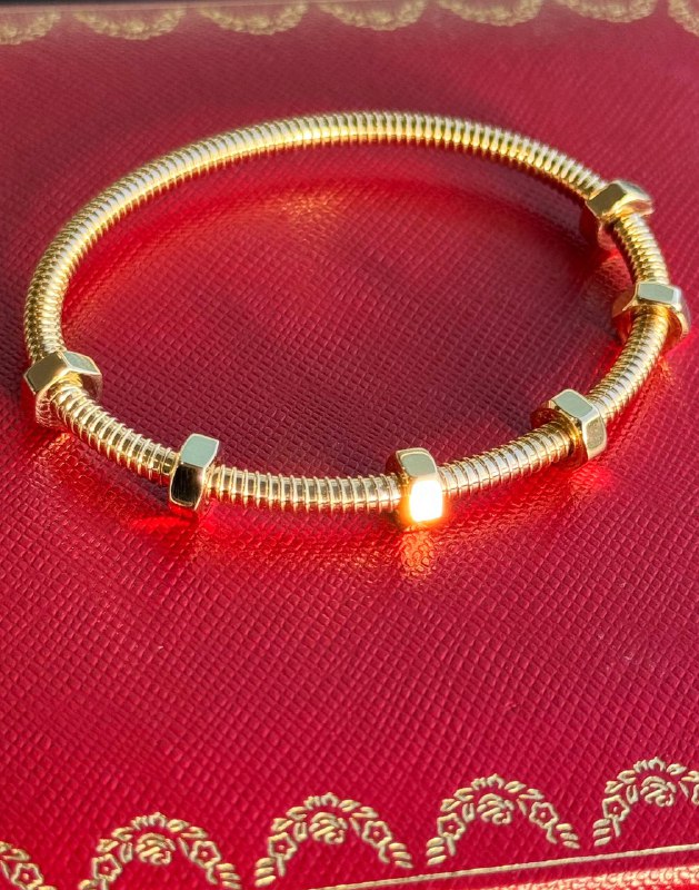 ÉCROU DE CARTIER 18k Yellow gold bangle BRACELET size 16 full set