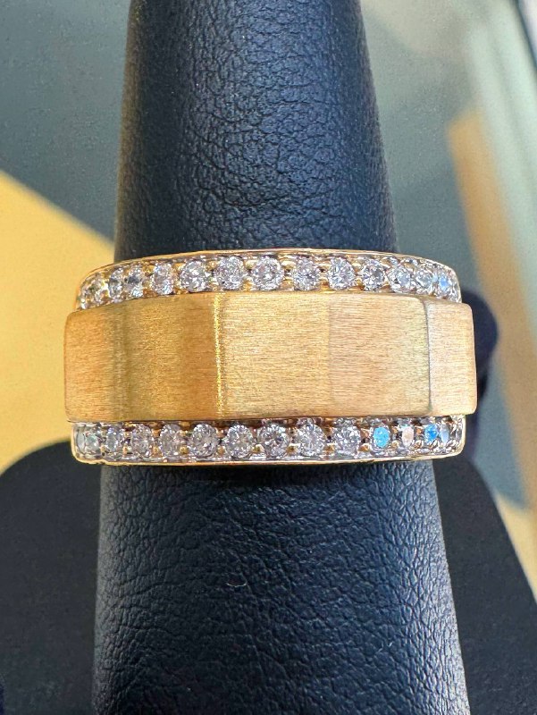 18k yellow gold 0.5CTW Natural Diamond Fashion Wedding Band Ring sz 7.5