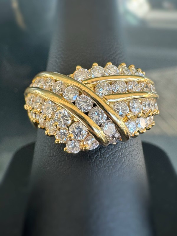 18k yellow gold 2.7CTW Natural Diamond Fashion Cocktail ring sz 8.5