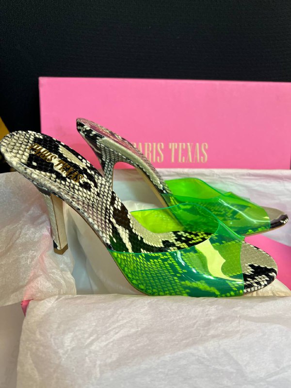 PARIS TEXAS Penelope 95mm Snake Print Mules 39 size