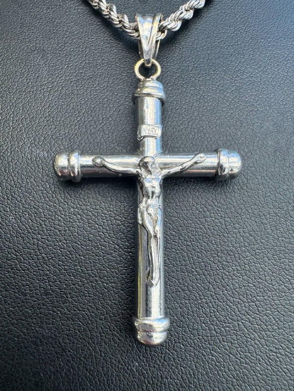 14k white gold Cross Religious Pendant Charm