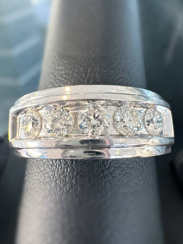 MGW 10k solid white gold 1.2 CTW Natural Diamond wedding band channel set men’s ring size 9.5