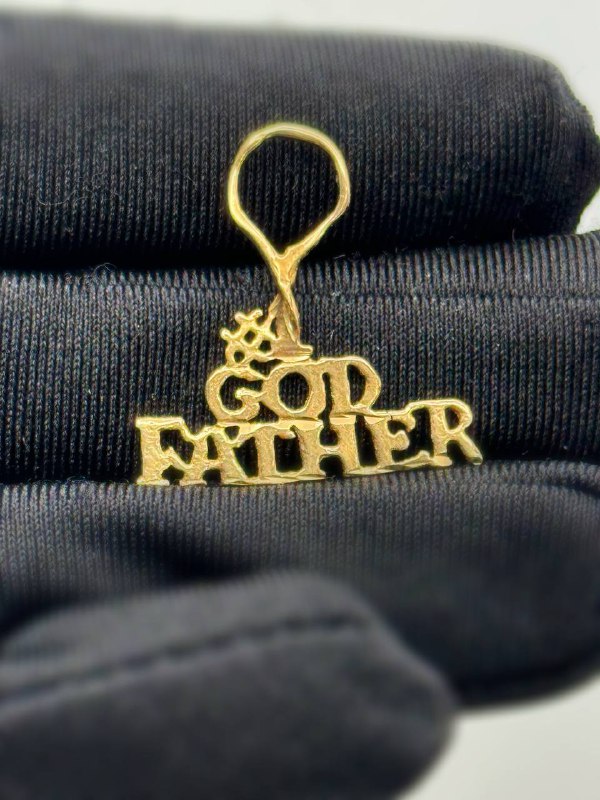 14k solid yellow gold GOD FATHER pendant charm 0.9 grams