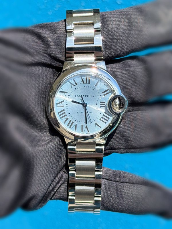 Cartier Ballon Bleu 33mm 4373 WSBB0062 Blue Roman dial Box and Appraisal Papers