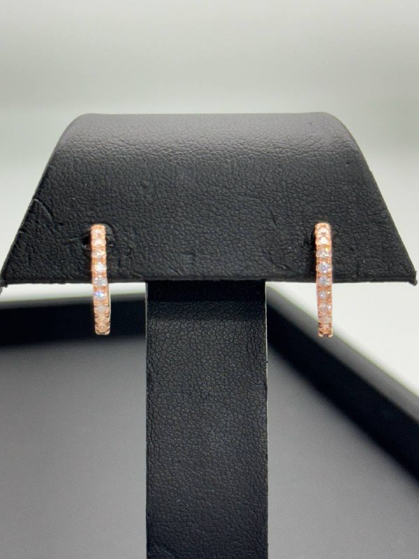 925 sterling silver rose gold tone crystal hoops earrings