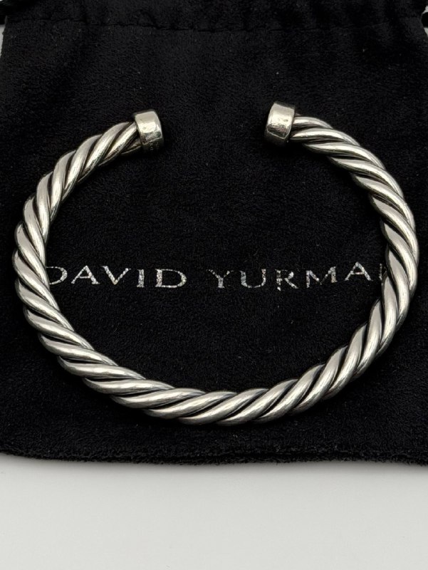 David Yurman Sterling Silver Black Onyx 6mm Cable Cuff Bracelet