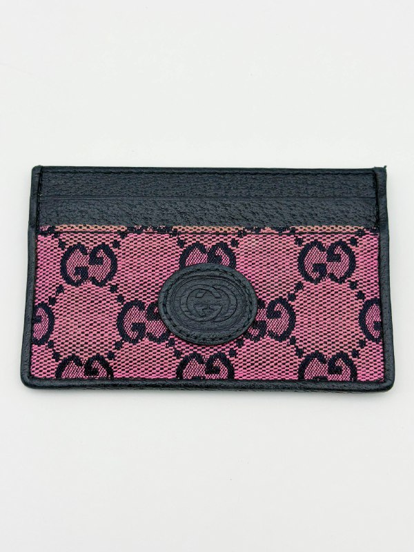 Gucci Marmont GG monogram pink fabric Canvas Leather Wallet Card Holder