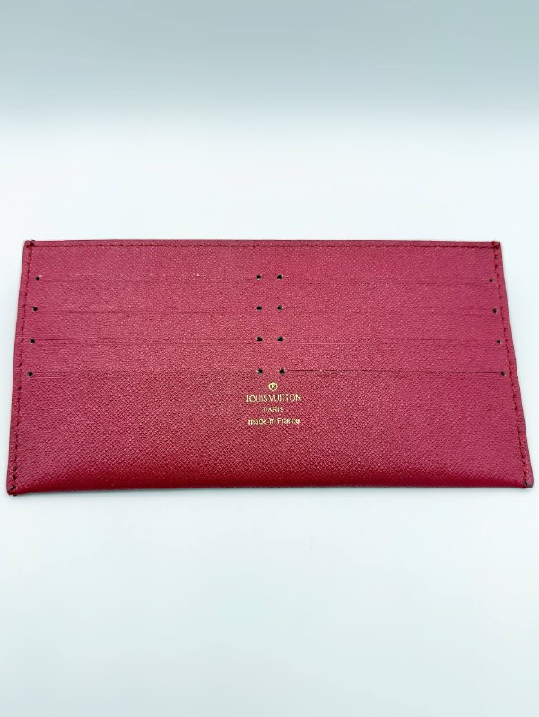 Authentic Louis Vuitton Magenta Red fuchsia calfskin Leather Felicie Insert Card Holder Wallet