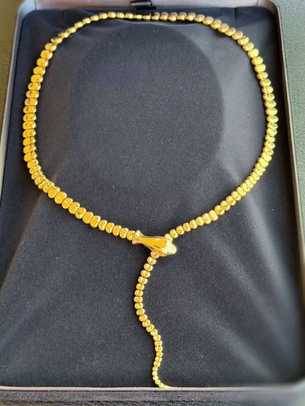 Vintage Tiffany & Co. Elsa Peretti 18 Karat Yellow Gold Snake Necklace 21” Very Rare