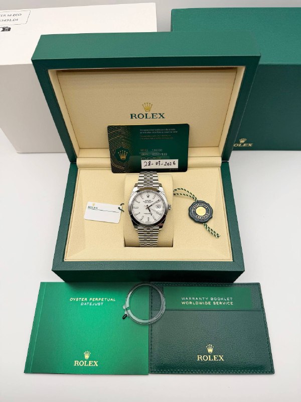 New Fresh 2026 Rolex Datejust 41mm 126300 White Dial Jubilee Box Card Papers Tags Full Set