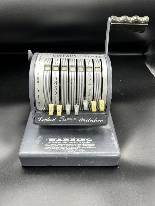 Paymaster Series X-550 Check Writer 7 Column with key