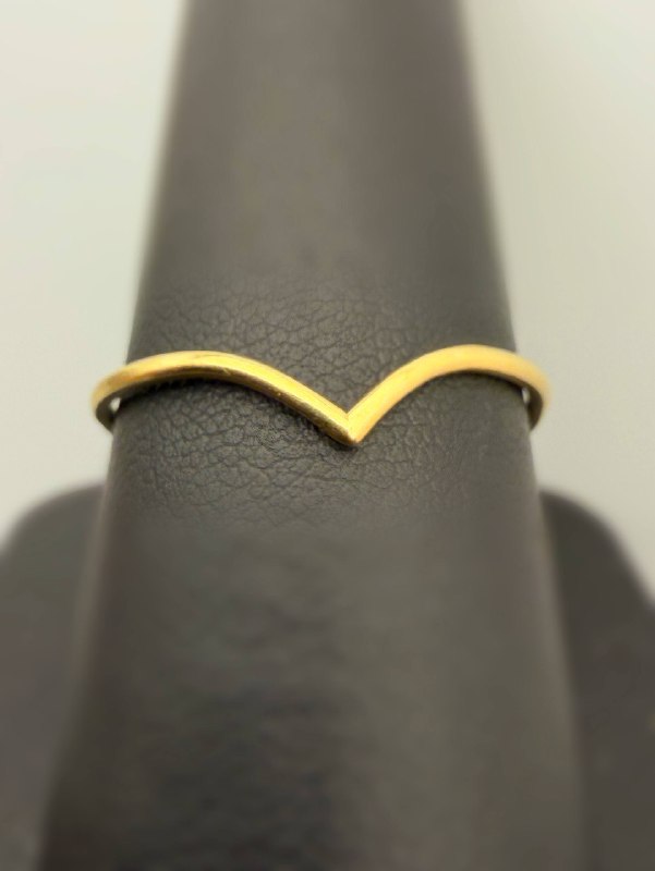 10k solid yellow gold ‘V’- shape Boho Chevron wishbone Ring curved wedding band sz9.5