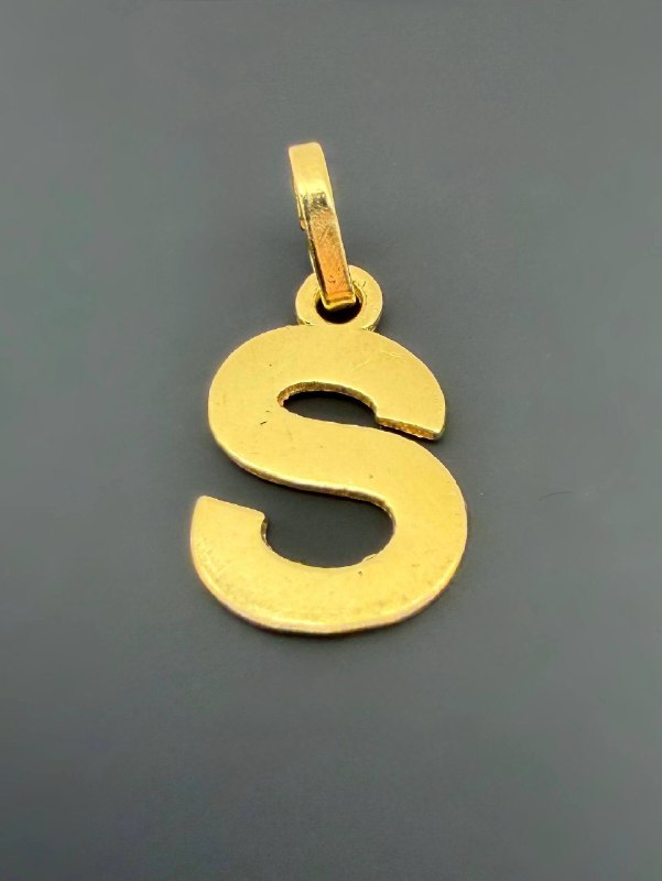 14k solid yellow gold “S” letter name mini pendant charm