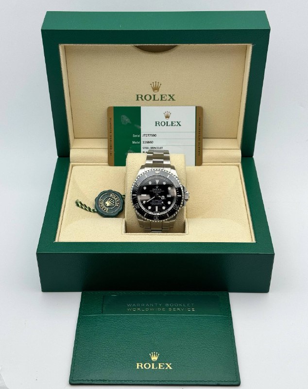 2018 Rolex SeaDweller 44mm 116660 men’s watch stainless steel black dial oyster bracelet ceramic bezel card tag booklets Full Set